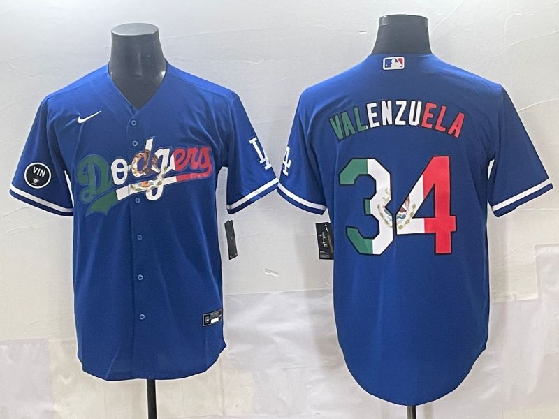 Men 2025 Los Angeles Dodgers #34 Valenzuela Blue Nike MLB Jersey style 7157